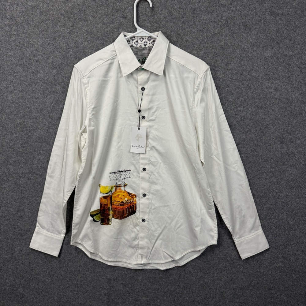 Robert Graham Mulford White Tequila Decanter Graphic Button Down Shirt Mens S